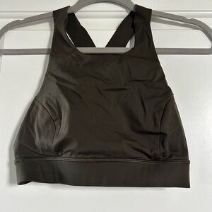 High neck, dark olive green, lululemon bra